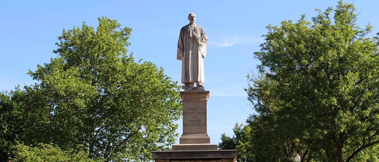 Bethany-college-founder-statue--landscape-baaaner
